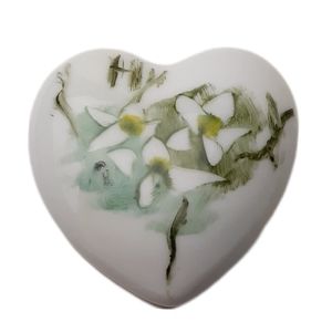 🍒 Vintage Japan Heart Shaped Ceramic Small Trinket Box Floral